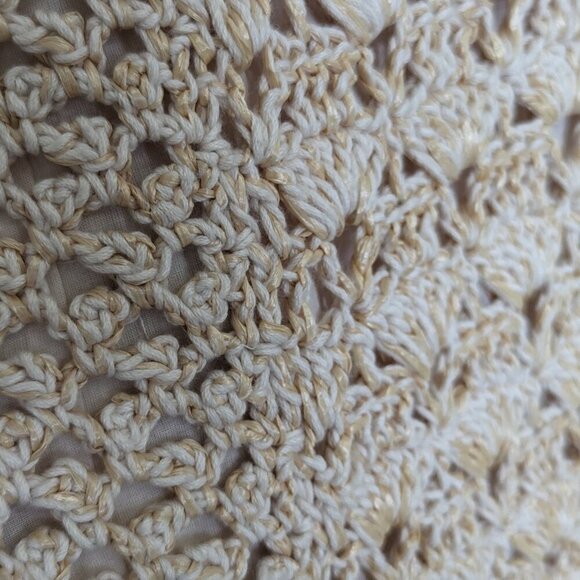 Size 8 Moschino Aeffe S.P.A. cotton crochet summer dress, neutral mini sun dress - Picture 9 of 13